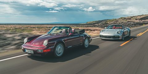 porsches old and new in hawaii 1991 porsche 911 carrera 2 cabriolet and 911 carrera s