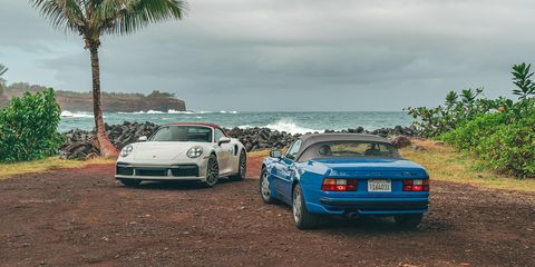 porsches old and new in hawaii 1991 porsche 944 turbo cabriolet and 911 turbo cabriolet